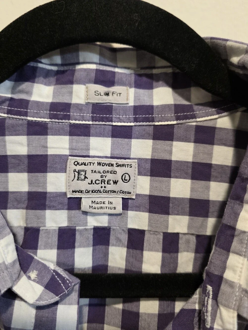 J. Crew Men’s Purple and White Gingham Button-Down Shirt